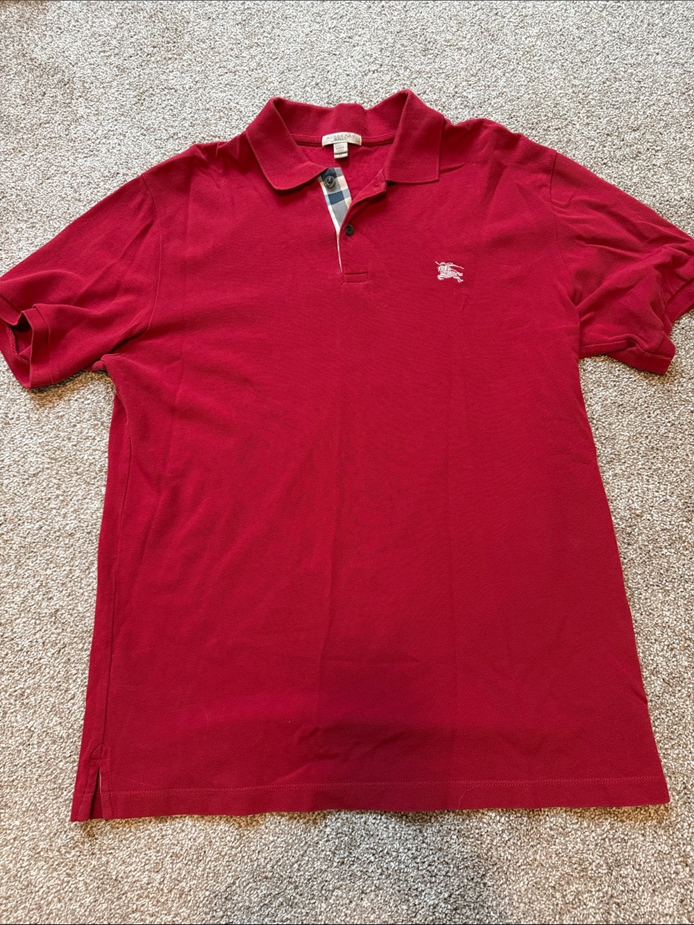 Burberry Brit Men’s Deep Red Polo with Nova Check Trim